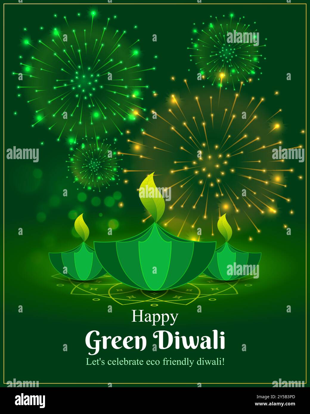 Vektorillustration der Vorlage für Social Media Feed von Happy Green Diwali Stock Vektor