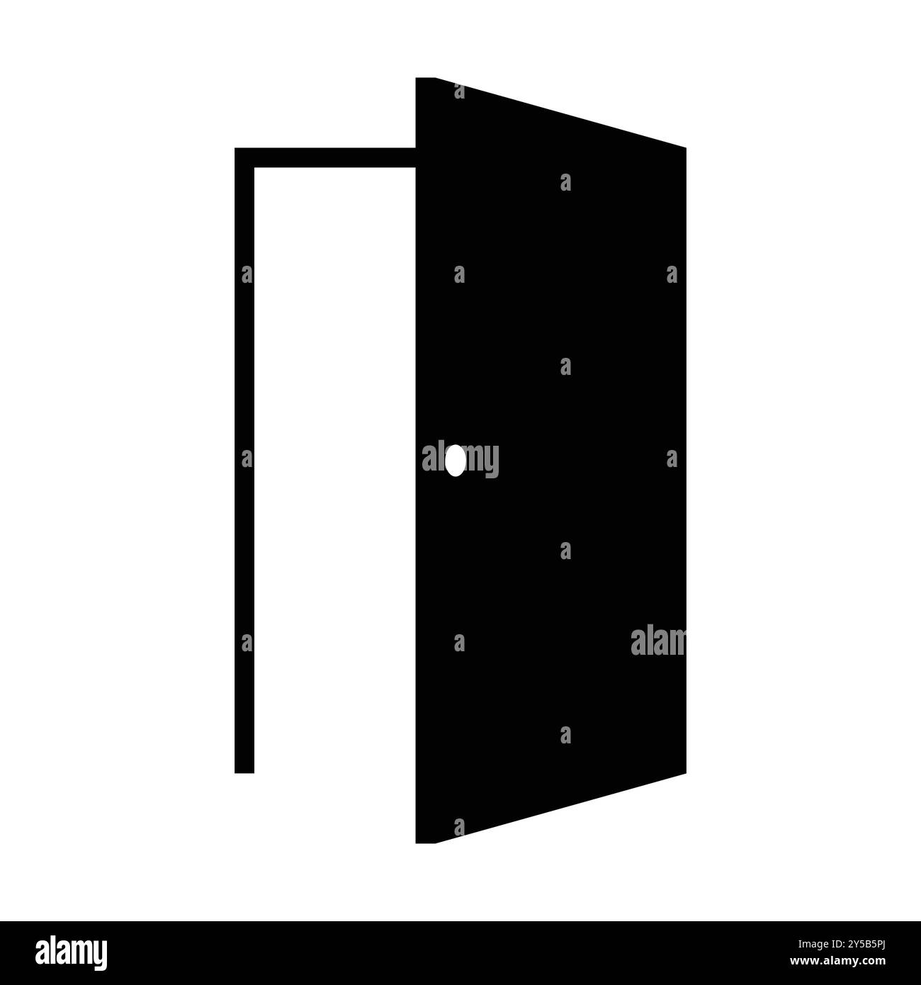 Ein einfaches Symbol für eine offene Tür, das einen Eingang oder Ausgang darstellt. Perfekt für Grafikdesign-Projekte, Website-Elemente oder Anzeigen von Zugang und Platz. Stock Vektor