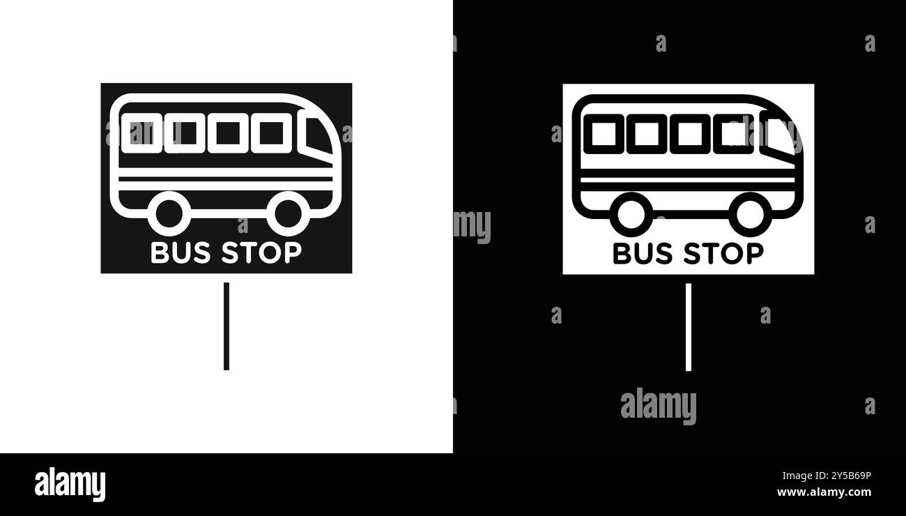 Bushaltestelle Symbol Vektor-Logo Set Sammlung oder Bündelpackung Stock Vektor