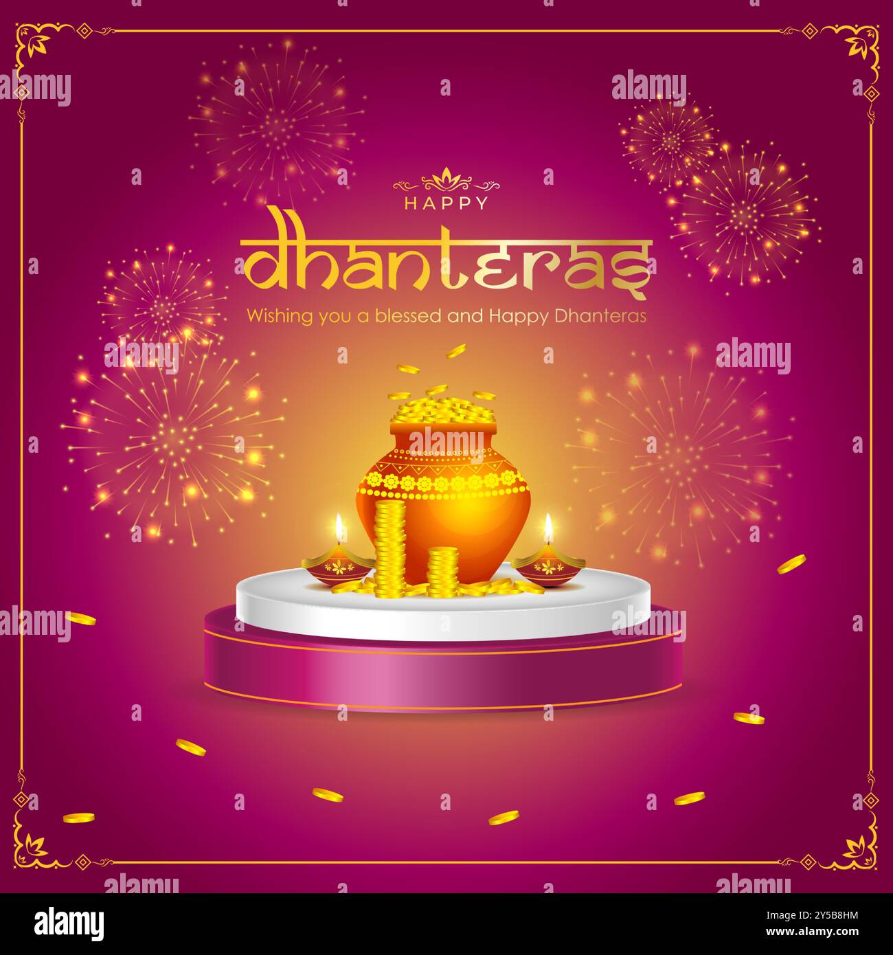 Vektor-Illustration der Vorlage für Social Media Feed von Happy Dhanteras Stock Vektor