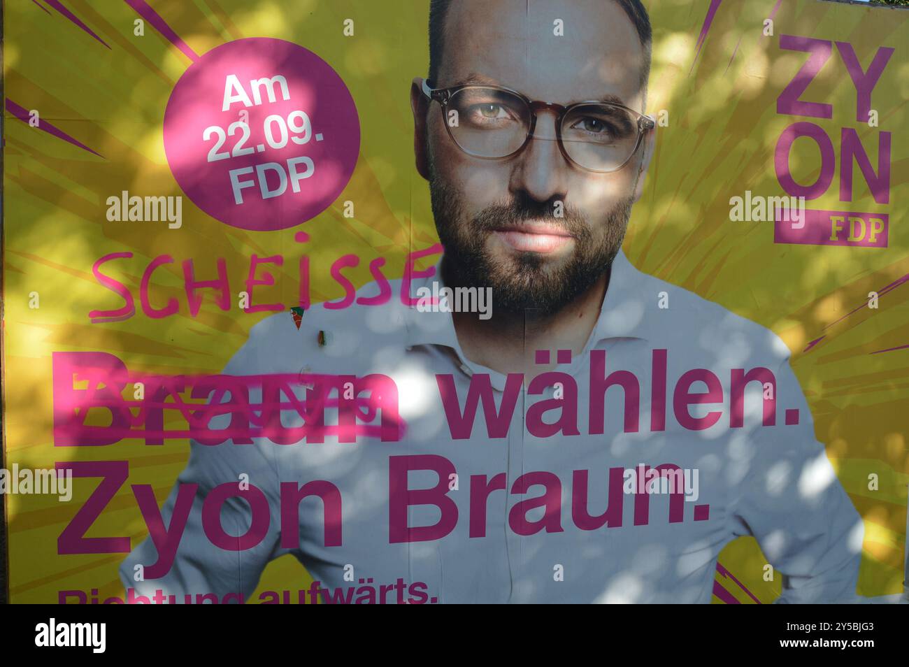 Potsdam, Deutschland - 20. September 2024 - Wahlplakate in Potsdam zur Landtagswahl 2024 Brandenburg. (Foto: Markku Rainer Peltonen) Stockfoto