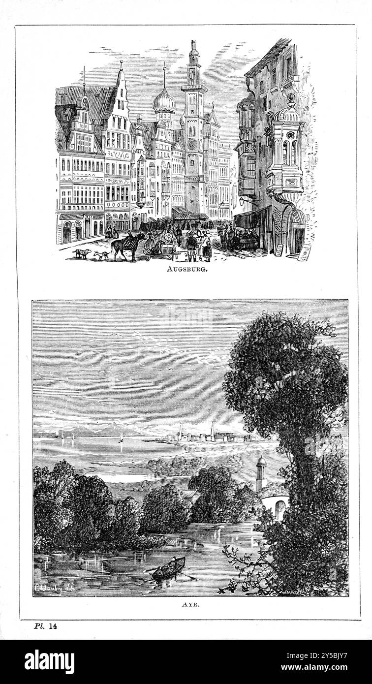 Plate 14 - Augsburg, Ayr - BEETONS GEOGRAPHIE-WÖRTERBUCH. A Universal Gazetteer, veröffentlicht von London Ward, Lock and Tyler 1868 Stockfoto