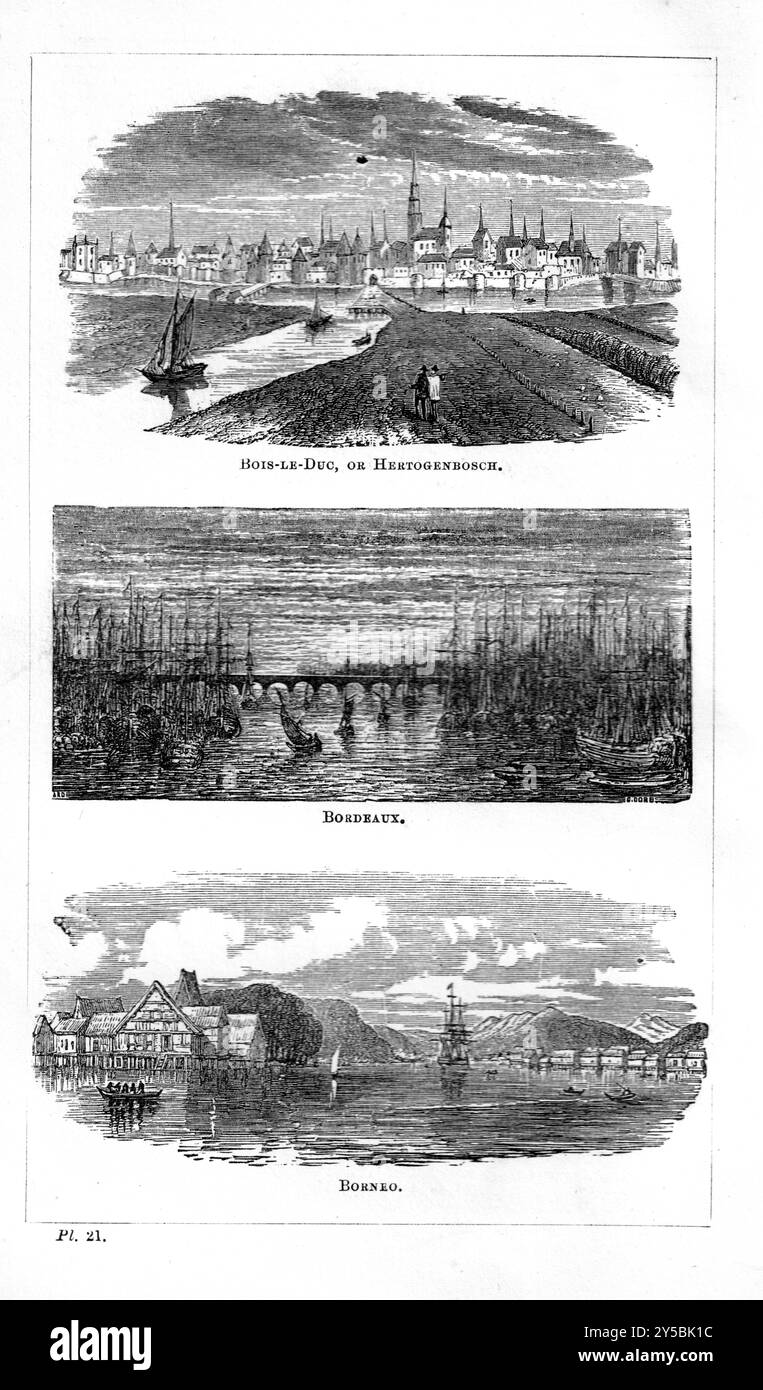 Plate 21 - Bois-le-Duc, Bordeaux, Borneo - BEETONS GEOGRAPHIE-WÖRTERBUCH. A Universal Gazetteer, veröffentlicht von London Ward, Lock and Tyler 1868 Stockfoto