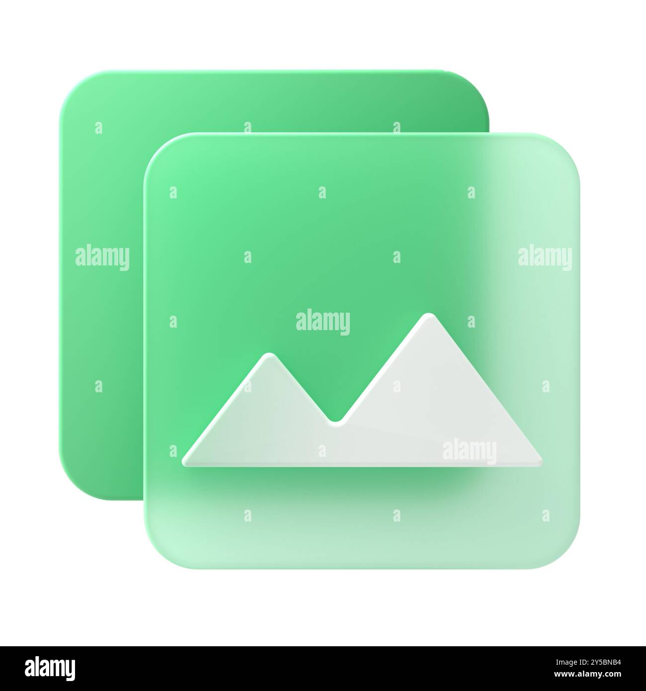 Cartoon-Symbol Mockup. Symbol Pyramiden auf Schaltfläche.3D-Rendering auf weißem Hintergrund. Stockfoto