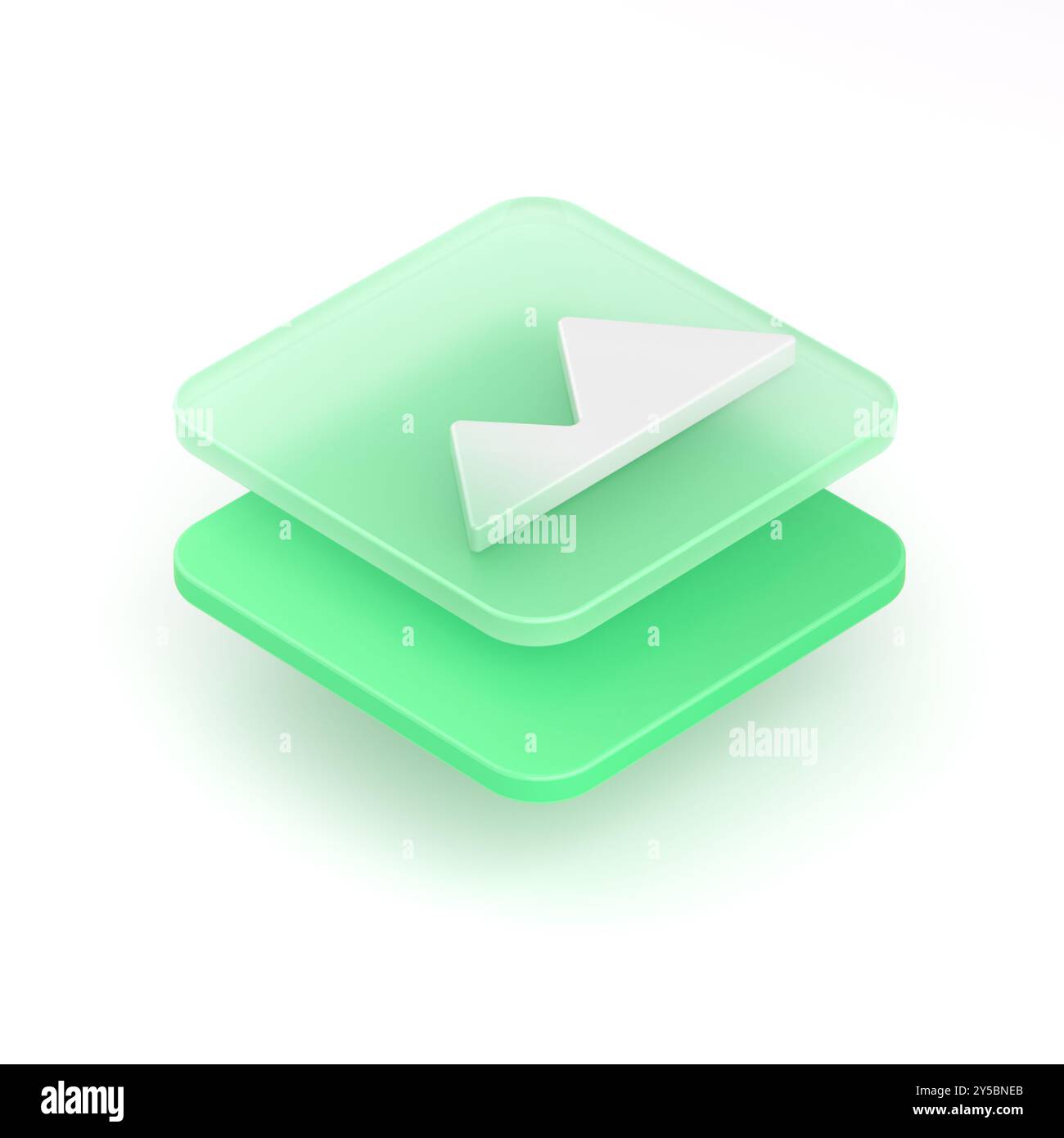 Cartoon-Symbol Mockup. Symbol Pyramiden auf Schaltfläche.3D-Rendering auf weißem Hintergrund. Stockfoto