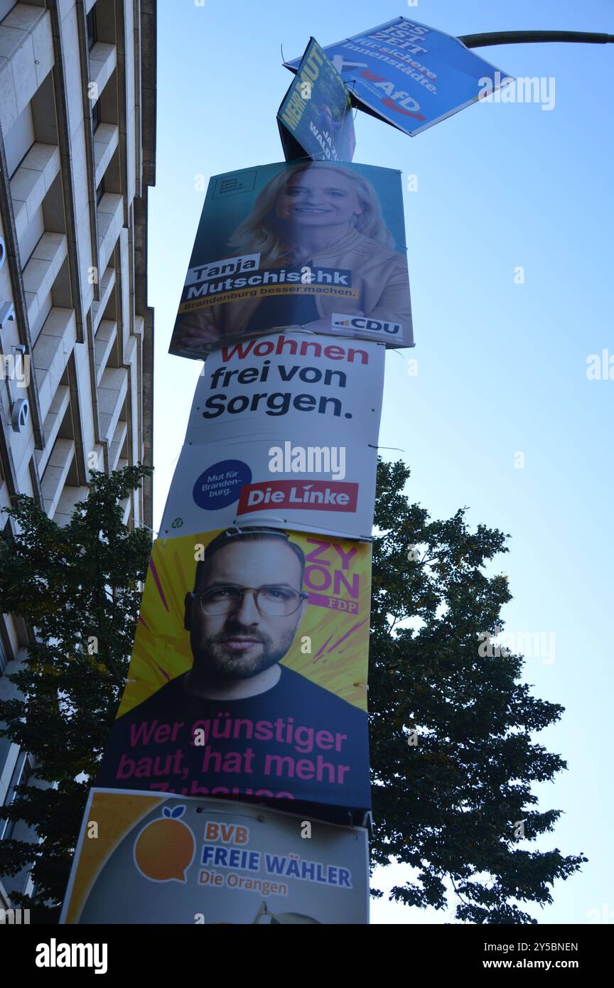 Potsdam, Deutschland - 20. September 2024 - Wahlplakate in Potsdam zur Landtagswahl 2024 Brandenburg. (Foto: Markku Rainer Peltonen) Stockfoto