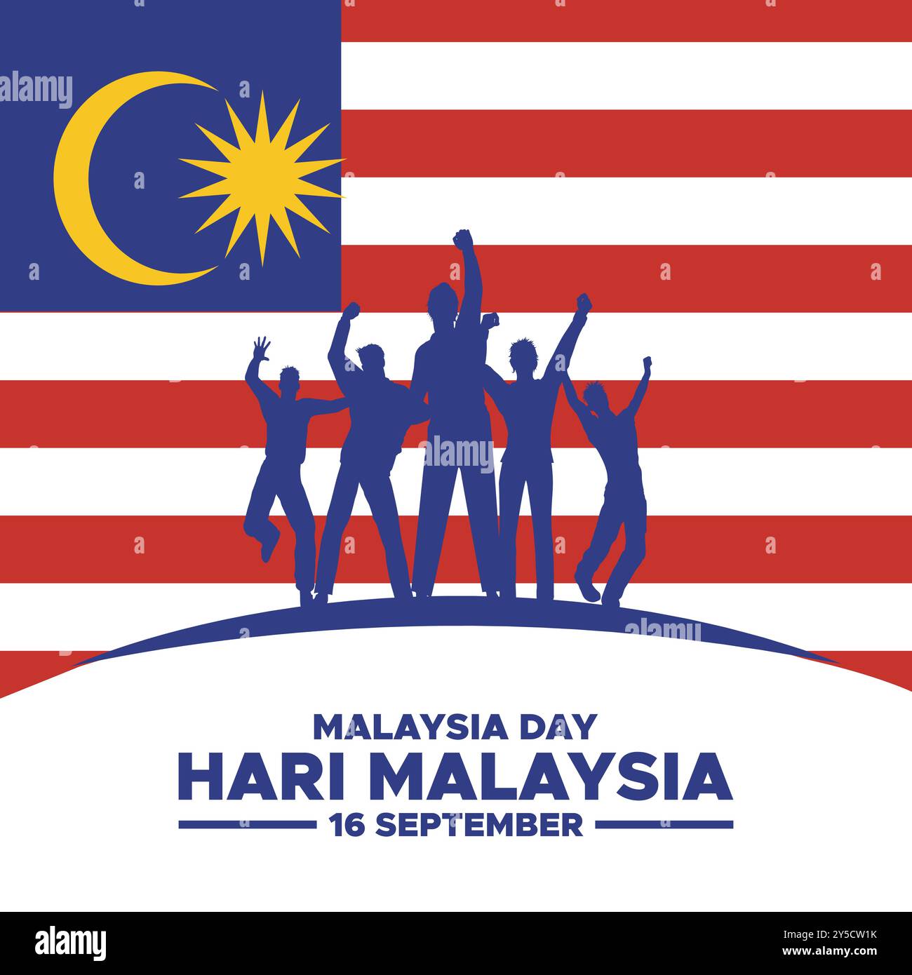 Hari Malaysia, Malaysia Day, 16. September, Post, Anzeigen, Banner, Poster, Flyerdesign für Hari Malaysia, bearbeitbare Vorlage, Stockillustration. Stock Vektor