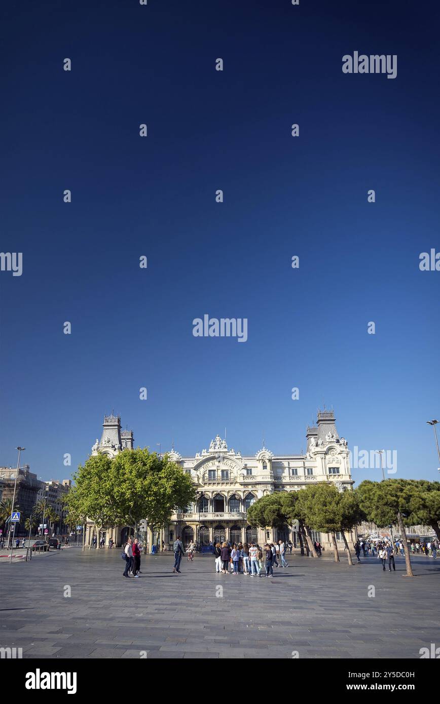Port vell Wahrzeichen des katalanischen Gebäudes in barcelona Hafengebiet in spanien Stockfoto
