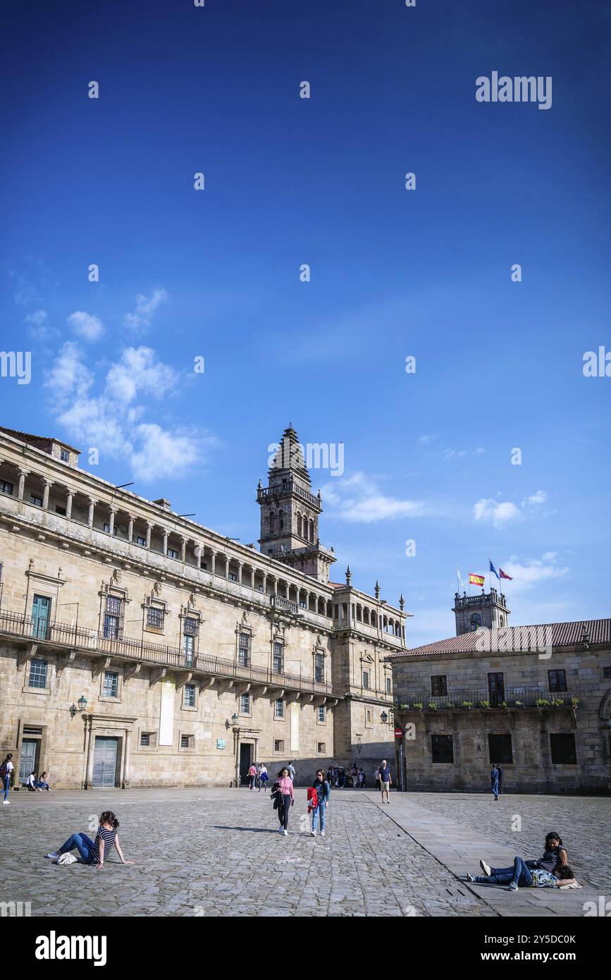 Wahrzeichen der Altstadt Obradoiro-Platz in der Nähe der Kathedrale santiago de compostela spanien Stockfoto