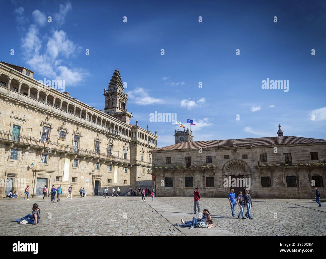 Wahrzeichen der Altstadt Obradoiro-Platz in der Nähe der Kathedrale santiago de compostela spanien Stockfoto