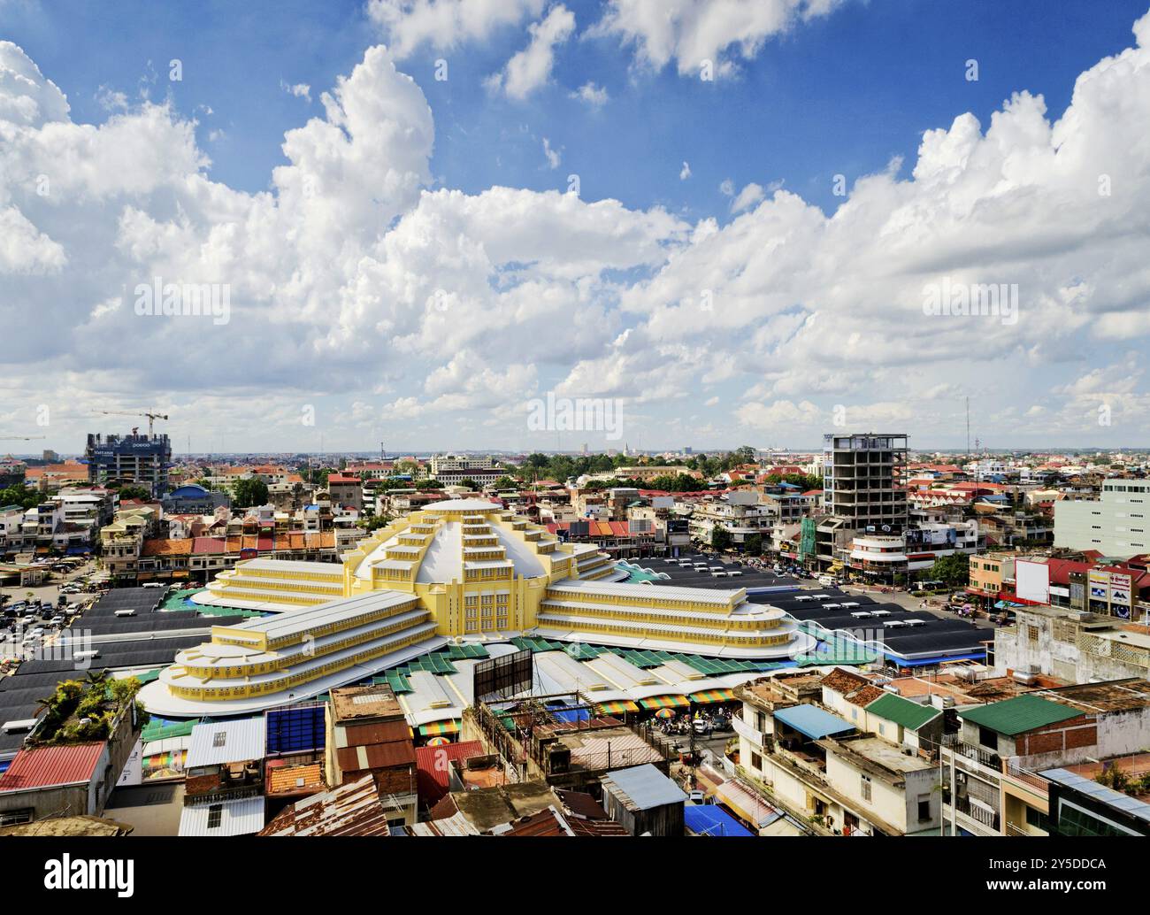 Blick auf den zentralen Markt berühmtes städtisches Wahrzeichen in phnom penh Stadt kambodscha Stockfoto