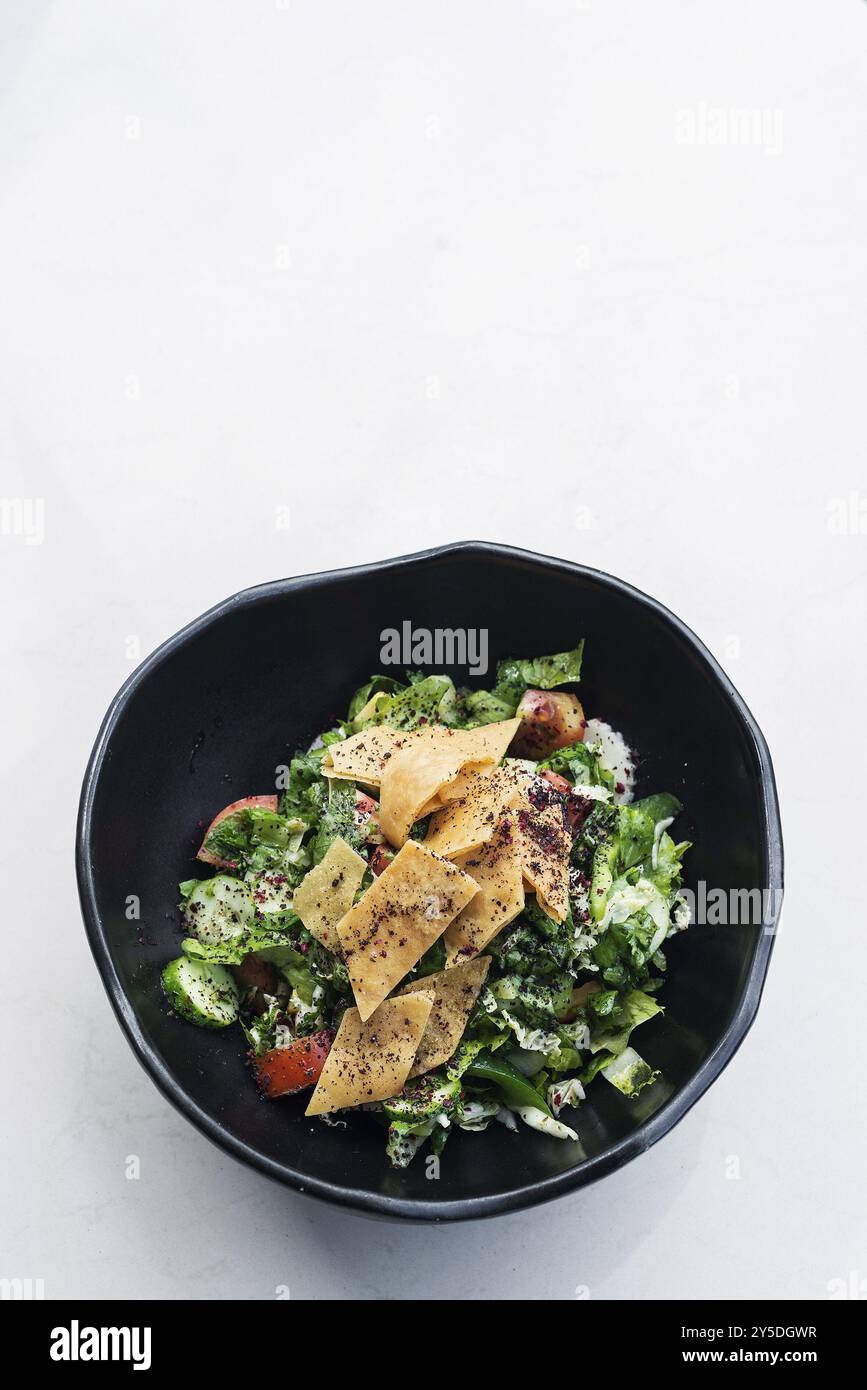 Fatoush Fattoush traditioneller klassischer, berühmter libanesischer Salat aus dem Nahen Osten Stockfoto
