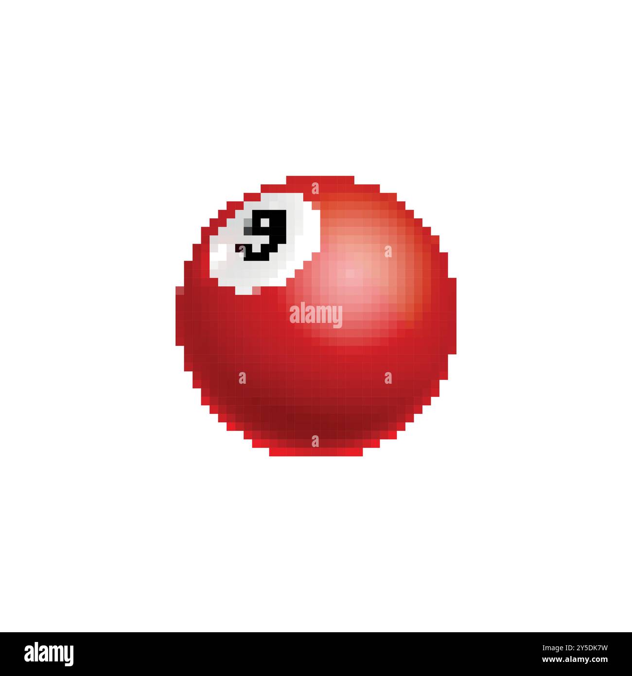 Pixelige rote Billardkugel-Ikone. Einfache Pixel Art rote Billardkugel mit der Zahl 9. Stock Vektor