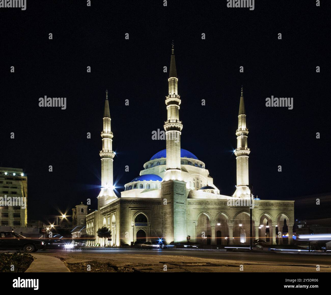 Mohammad Al Amin Mosque Wahrzeichen in zentrale Beirut Stadt Libanon in der Nacht Stockfoto