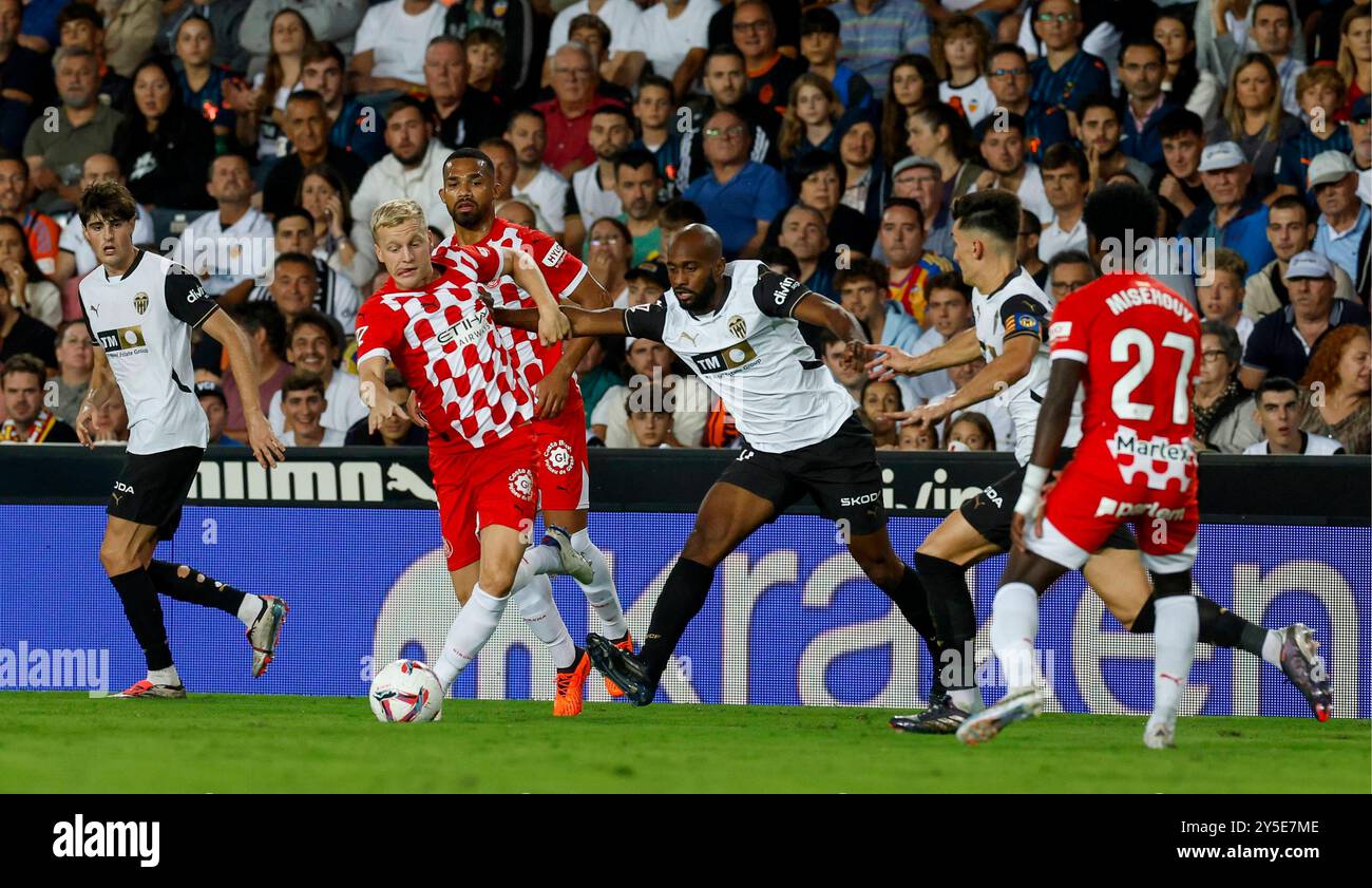 Spanisches La Liga EA Sports Fußballspiel Valencia gegen girona im Mestalla Stadium in Valencia, Spanien. September 2024. 900/Cordon Press Credit: CORDON PRESS/Alamy Live News Stockfoto