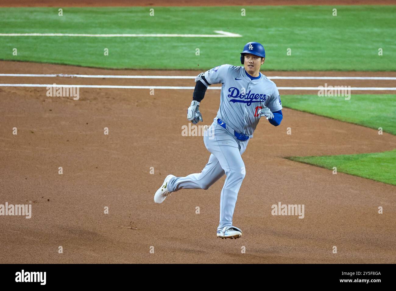 MIAMI, FLORIDA - 19. SEPTEMBER 2024: Shohei Ohtani beim Spiel 50/50, Miami Marlins und Los Angeles Dodgers, Foto: Chris Arjoon/American Presswire Stockfoto