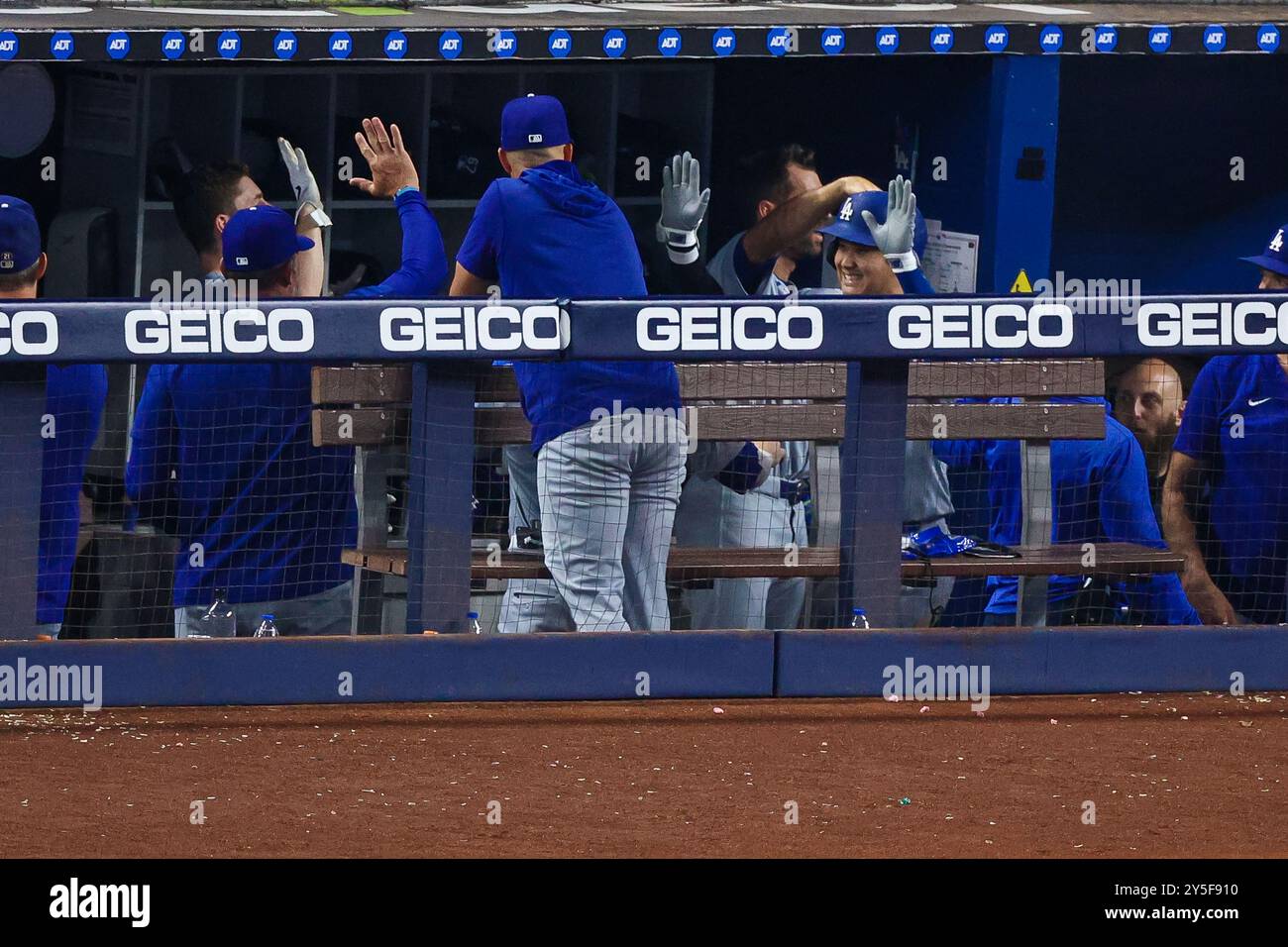 MIAMI, FLORIDA - 19. SEPTEMBER 2024: Shohei Ohtani beim Spiel 50/50, Miami Marlins und Los Angeles Dodgers, Foto: Chris Arjoon/American Presswire Stockfoto