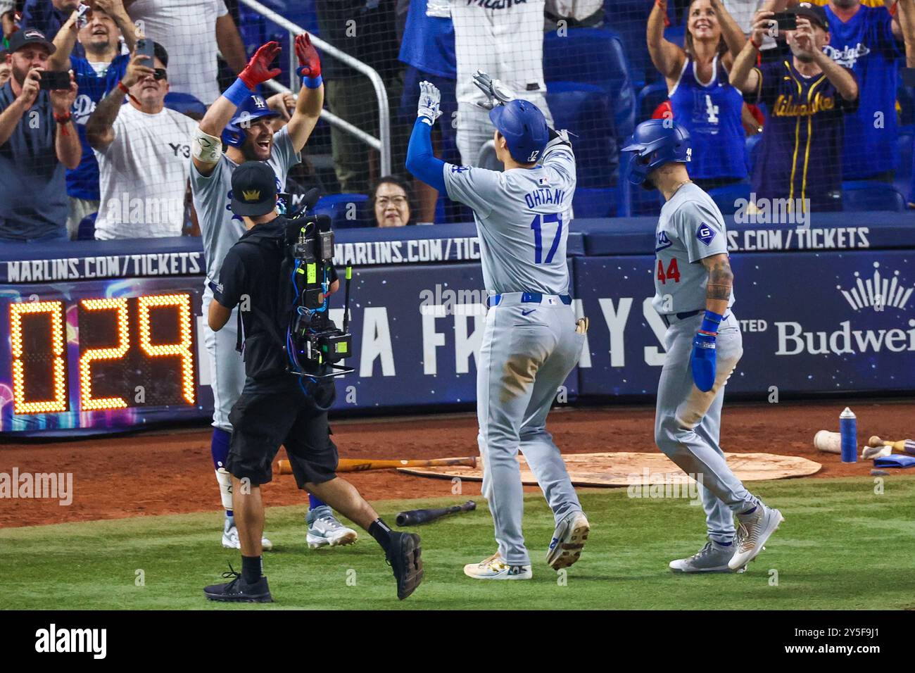 MIAMI, FLORIDA - 19. SEPTEMBER 2024: Shohei Ohtani beim Spiel 50/50, Miami Marlins und Los Angeles Dodgers, Foto: Chris Arjoon/American Presswire Stockfoto