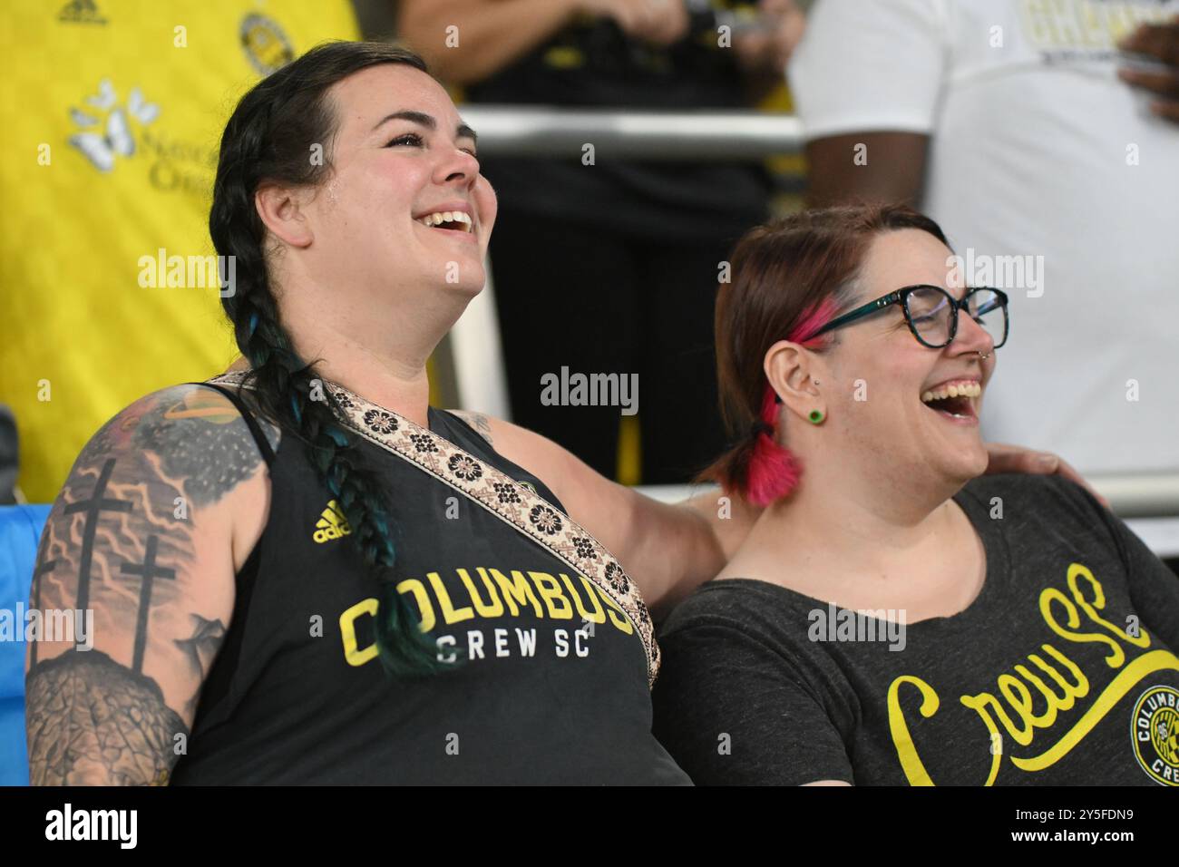 Columbus, USA. September 2024. 21. September 2024: Die Fans der Columbus Crew bejubeln ihr Team gegen Orlando City SC in ihrem Spiel in Columbus, Ohio. Brent Clark/Cal Sport Media/SIPA USA (Bild: © Brent Clark/Cal Sport Media/SIPA USA) Credit: SIPA US/Alamy Live News Stockfoto
