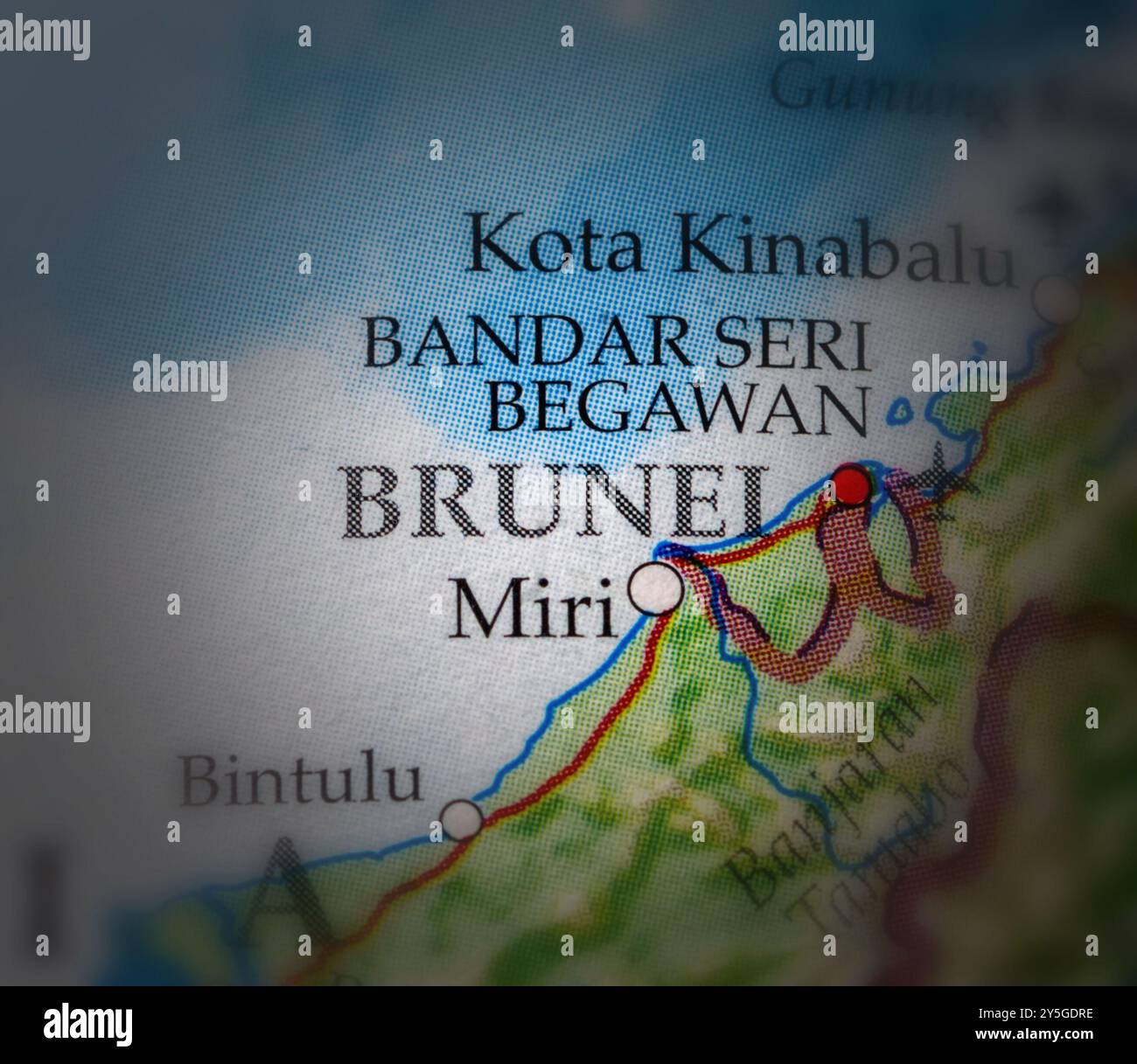 brunei auf der Karte Stockfoto