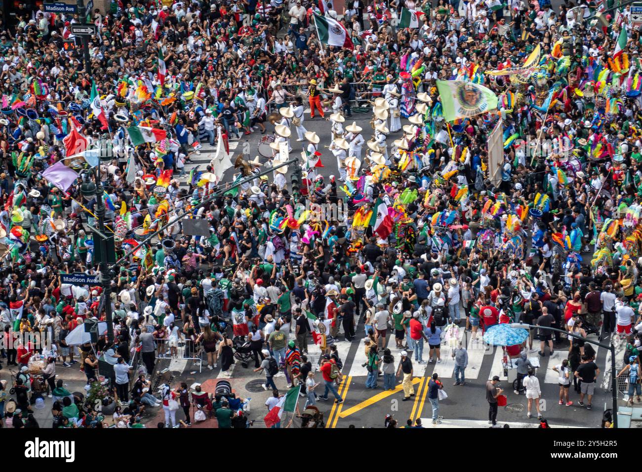 Die mexikanische Independence Day-Parade ist eine jährliche Feier entlang der Madison Avenue in Manhattan, 2024, New York City, USA Stockfoto