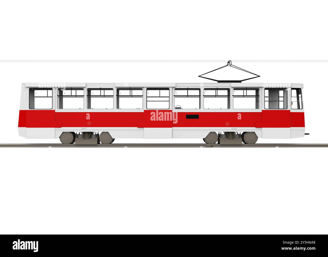 Moderne Straßenbahn isoliert Stockfoto