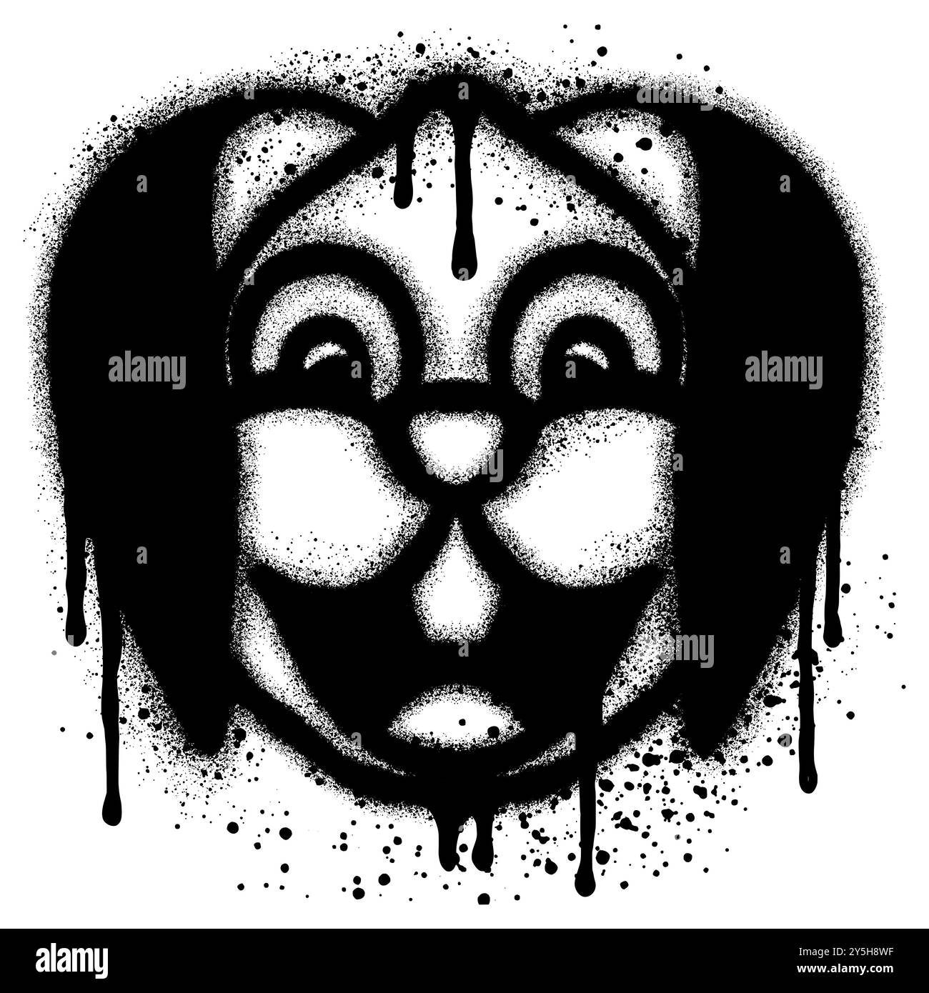 Kaninchen-Graffiti mit schwarzer Sprühfarbe. Vektorabbildung. Stock Vektor