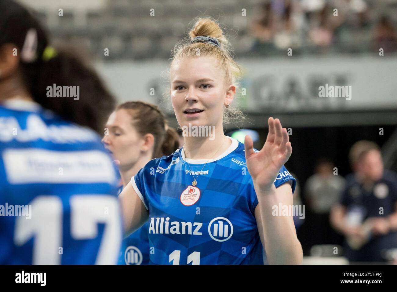 Pauline Martin (Allianz MTV Stuttgart, #11) / DE, Allianz MTV Stuttgart vs. SSC Palmberg Schwerin, Sparda-Bank Supercup 2024, VBL, Spielzeit 2024/2025, 22.09.2024 Foto: Eibner/Sandy Dinkelacker Stockfoto