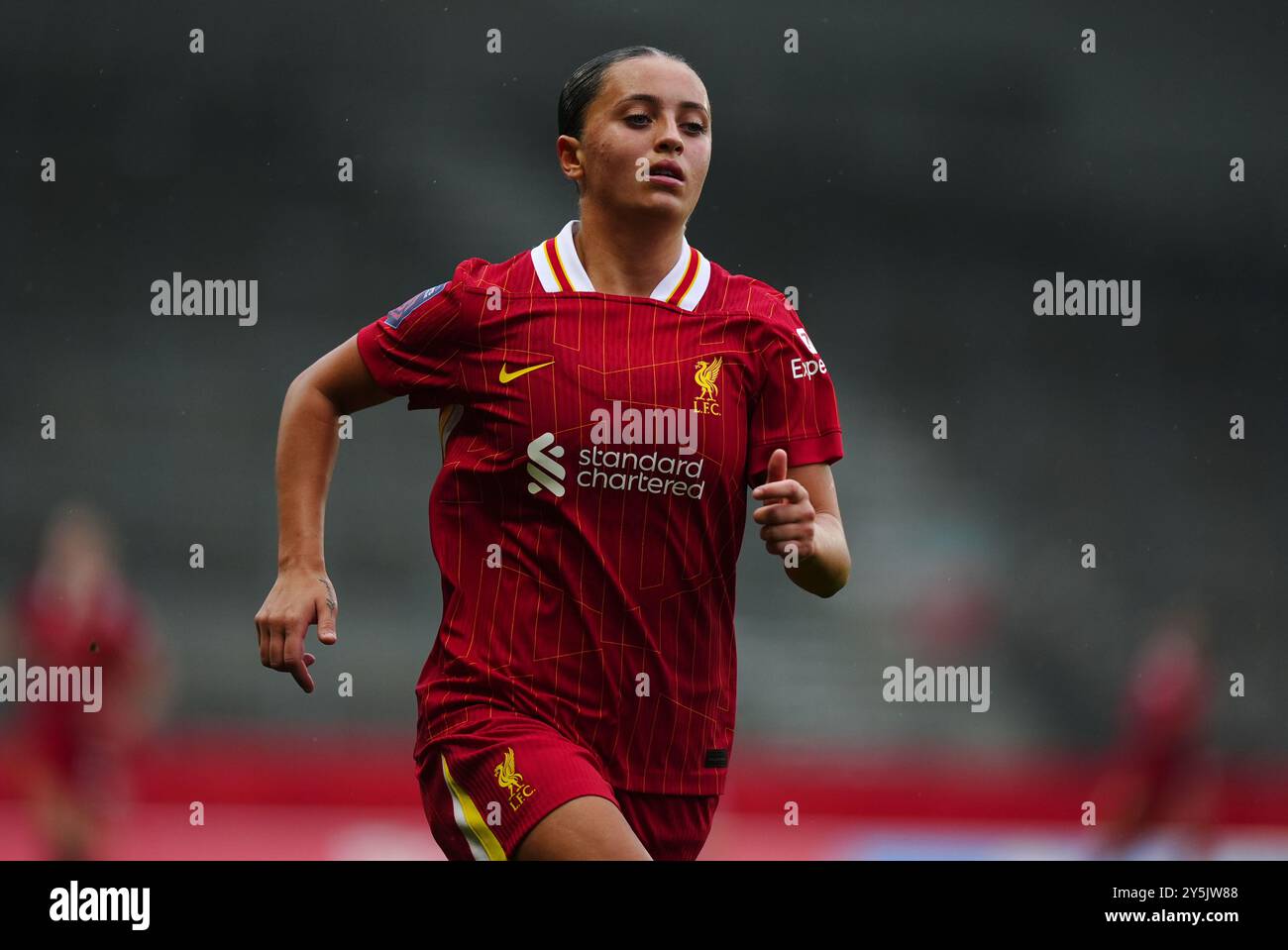 Mia Enderby aus Liverpool während des Spiels der Barclays Women's Super League im Totally Wicked Stadium in St. Helens. Bilddatum: Sonntag, 22. September 2024. Stockfoto