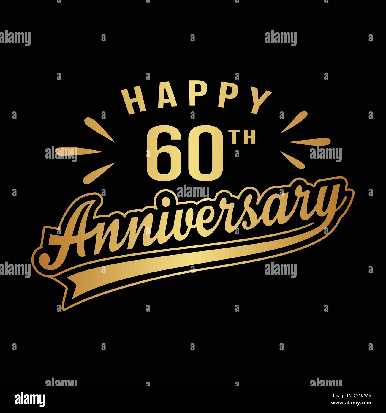 Alles Gute zum 60. Jahrestag. Design zum 60-jährigen Jubiläum. Vektor und Illustration. Stock Vektor