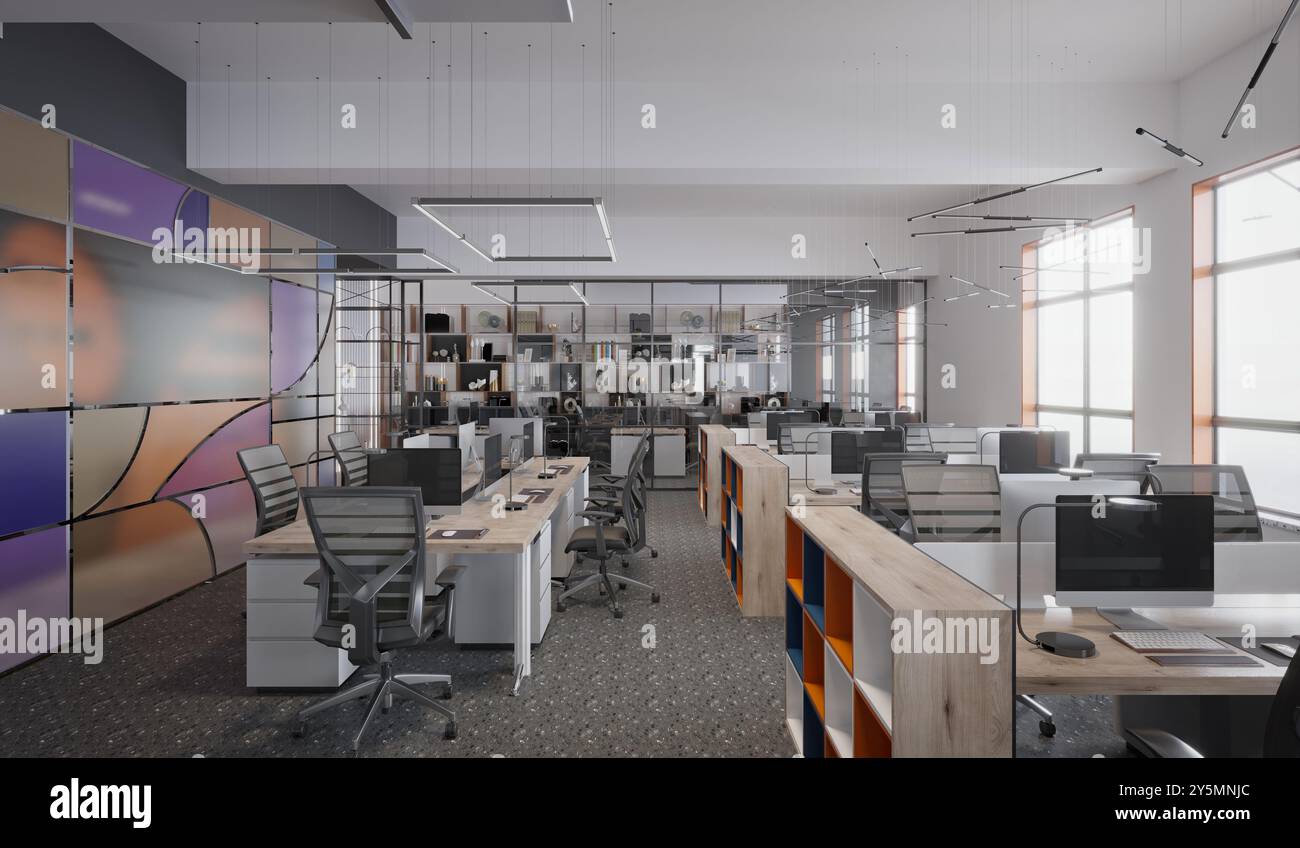 3D-Rendering von modernen Büros Stockfoto