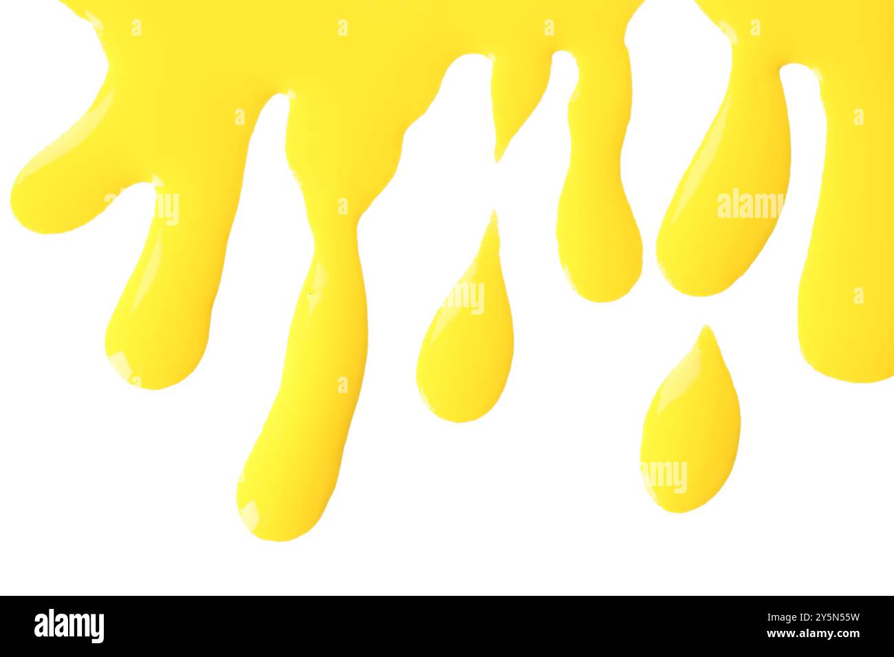 Beispiel für gelbe Druckertinte isoliert auf weiß, Draufsicht Stockfoto