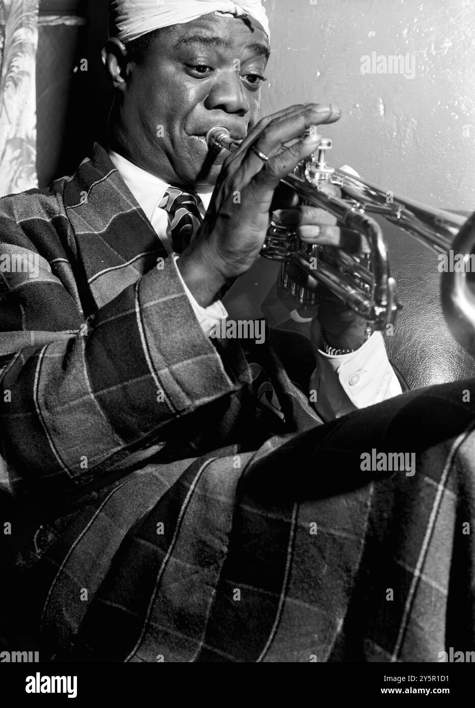 Porträt der Jazz-Legende Louis Armstrong, Aquarium, New York, New York, ca. Juli 1946 - Foto: W. Gottlieb Stockfoto