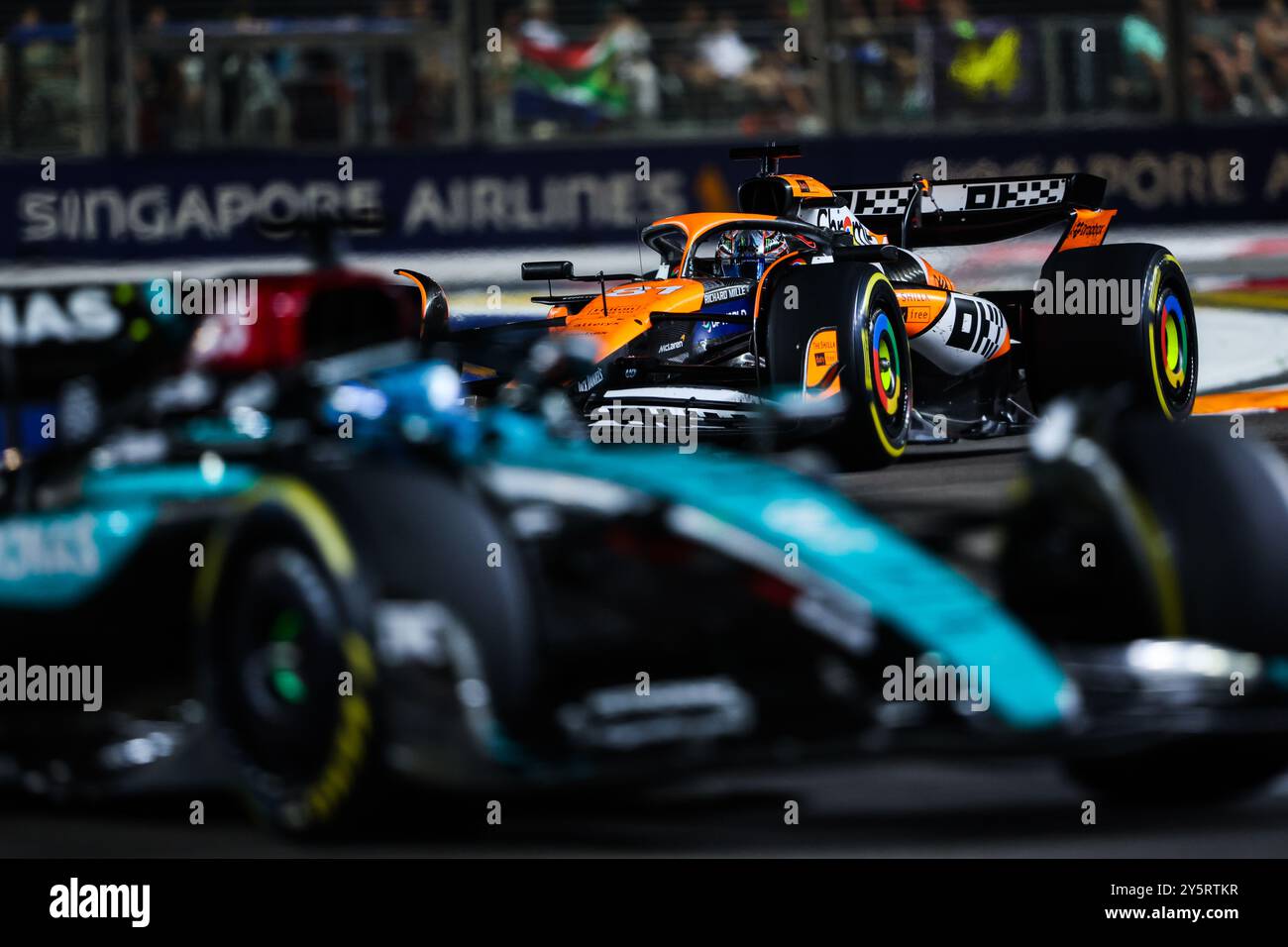 81 PIASTRI Oscar (aus), McLaren F1 Team MCL38, Action während des Formel 1 Grand Prix von Singapur 2024, 18. Runde der Formel 1 Weltmeisterschaft 2024 vom 20. Bis 22. September 2024 auf dem Marina Bay Circuit in Singapur, Singapur Stockfoto