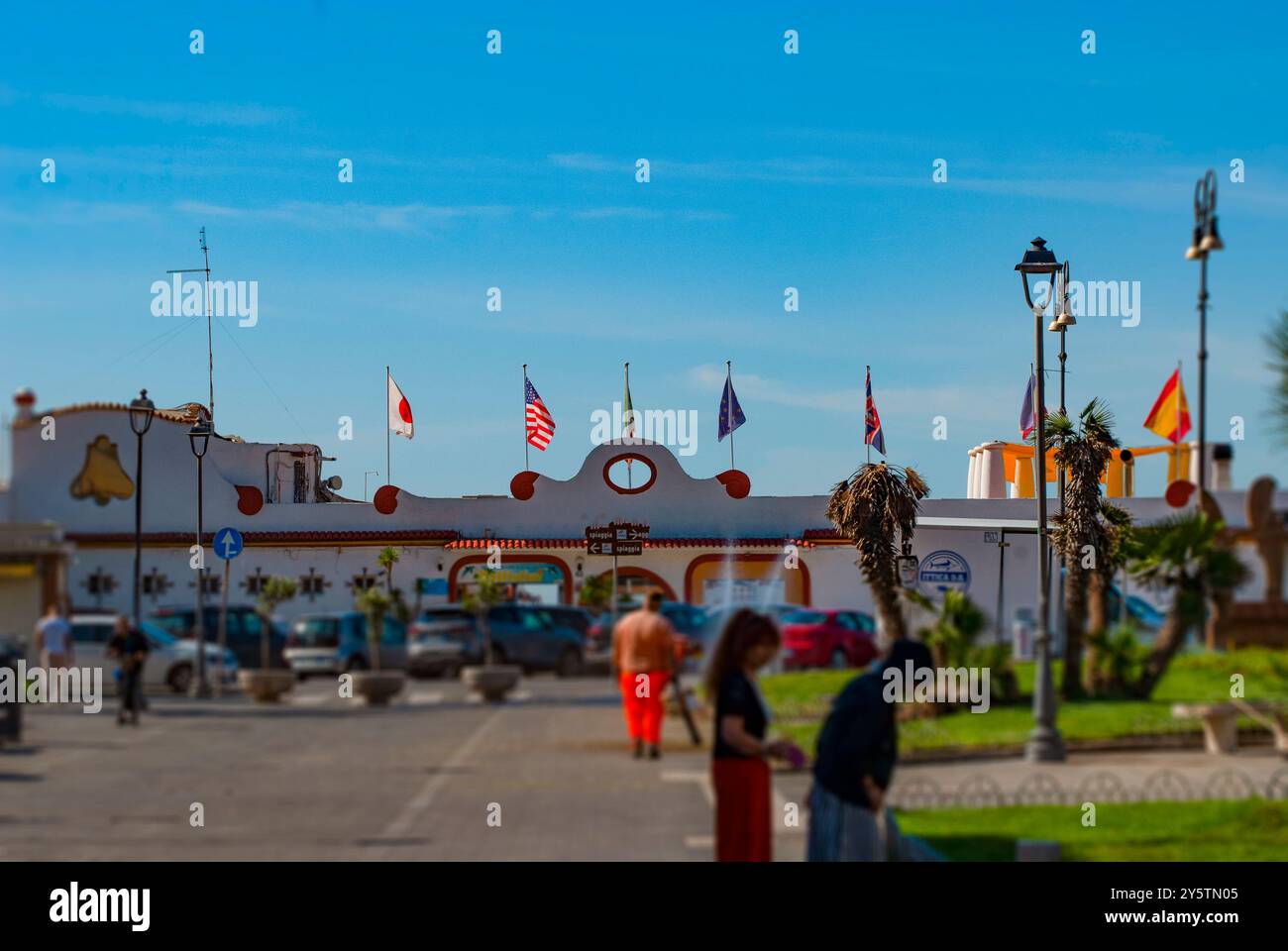 LIDO DI OSTIA – ROM, Strandresort am Strand in Ostia Lido, Rom, Italien Stockfoto