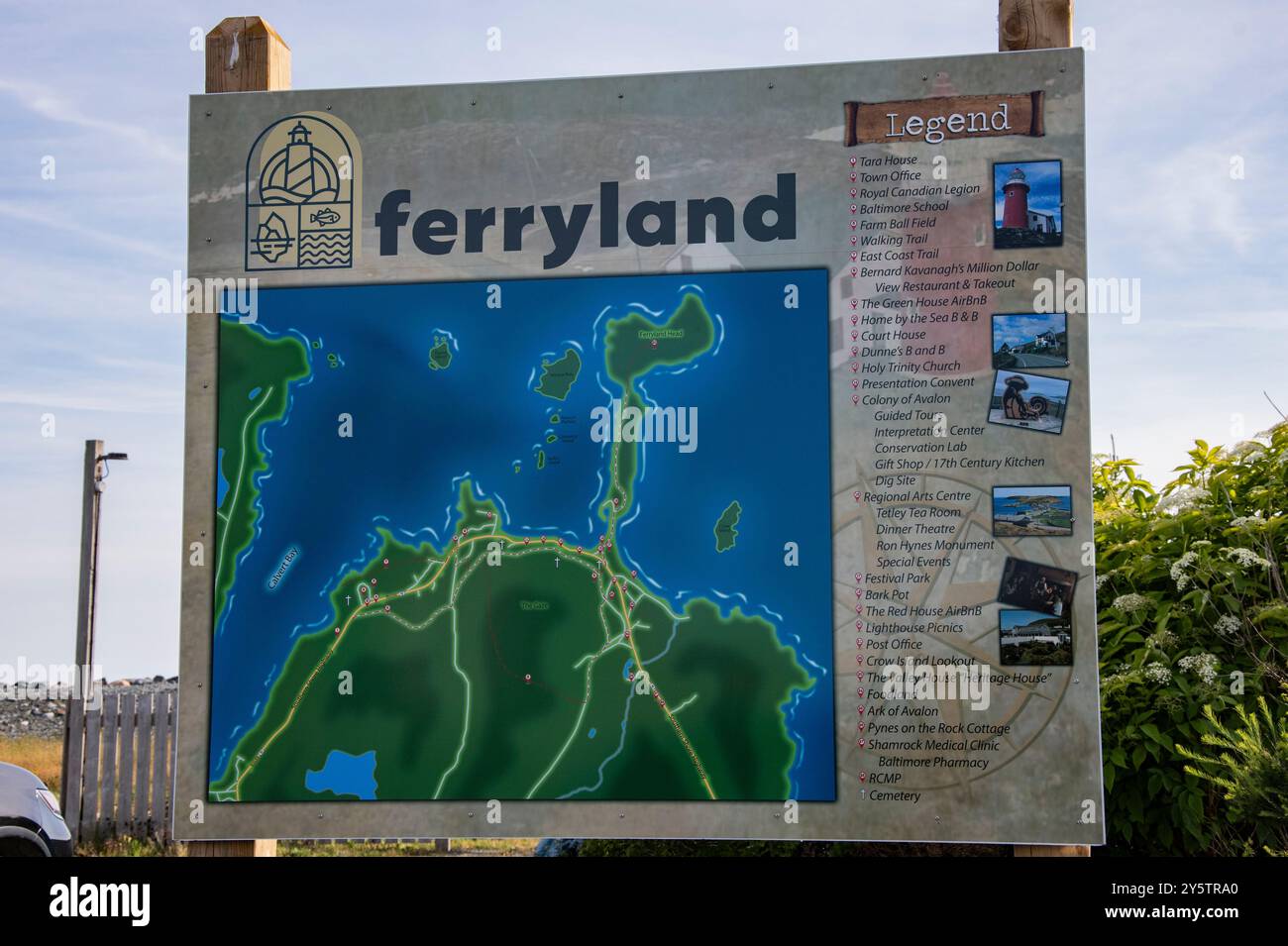 Kartenschild auf NL 10 in Ferryland, Neufundland & Labrador, Kanada Stockfoto