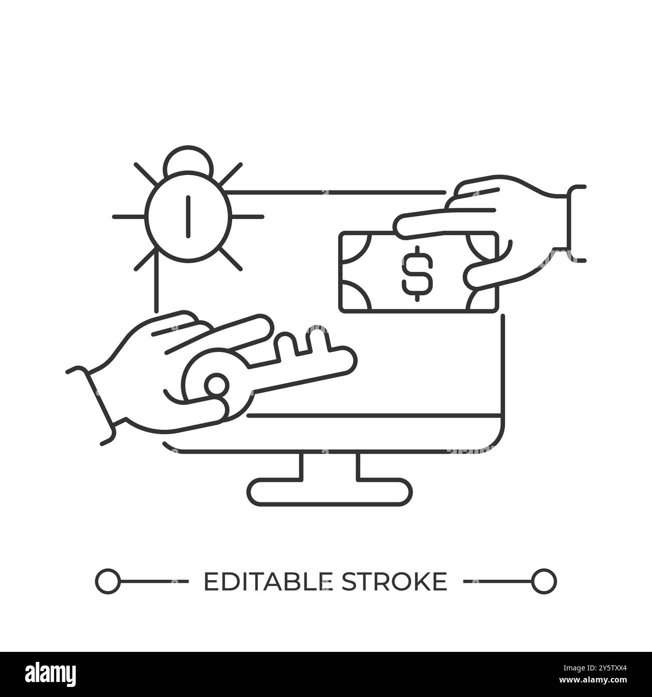 Lineares Symbol für Schwachstellen bei Onlinetransaktionen Stock Vektor