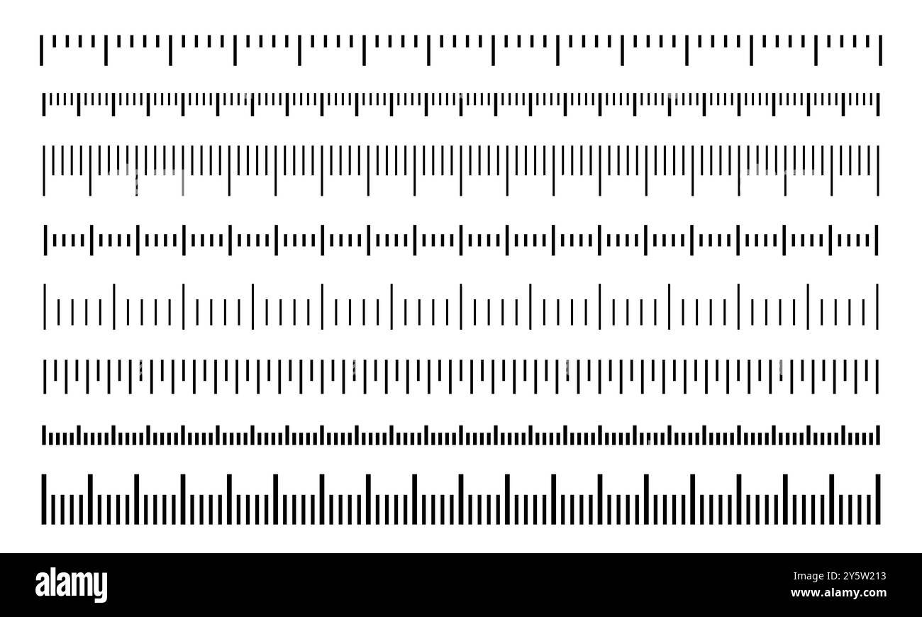 Horizontale Lineale mit unterschiedlichen Einheiten Stock Vektor