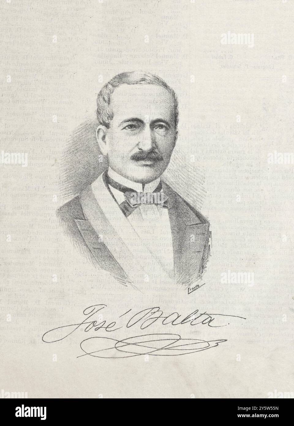 Oberst Don Jose Balta. Peru. 1890 Jose Balta (1814–1872) - peruanischer Militär- und Politikspieler. Präsident Perus vom 2. August 1868 bis 22. Juli 1872. Stockfoto