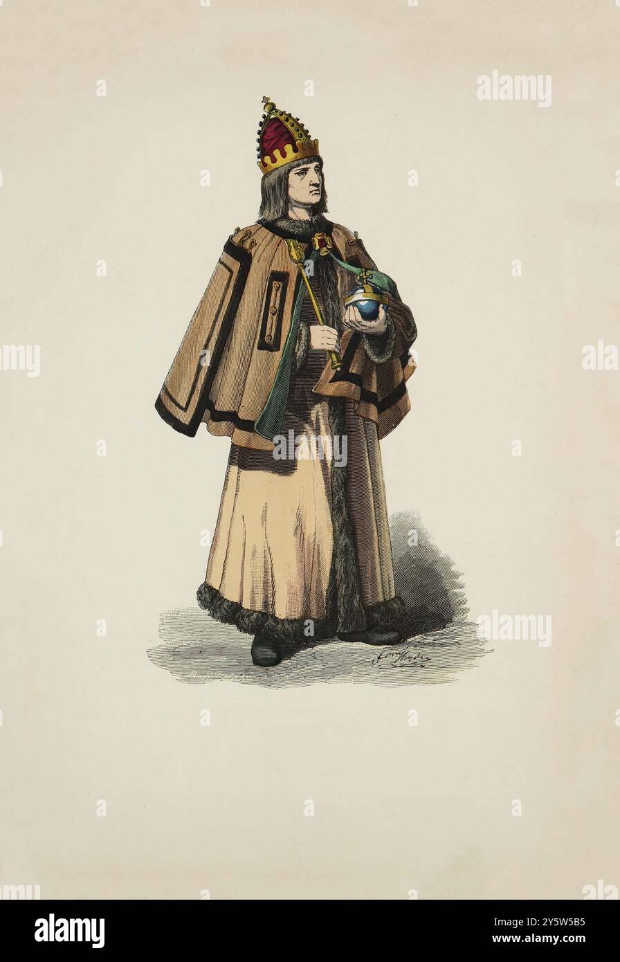 Vintage-Foto des deutschen Prinzen. Um 1480. Historische und volkstümliche Kostüme. Deutschland. 1881 Stockfoto