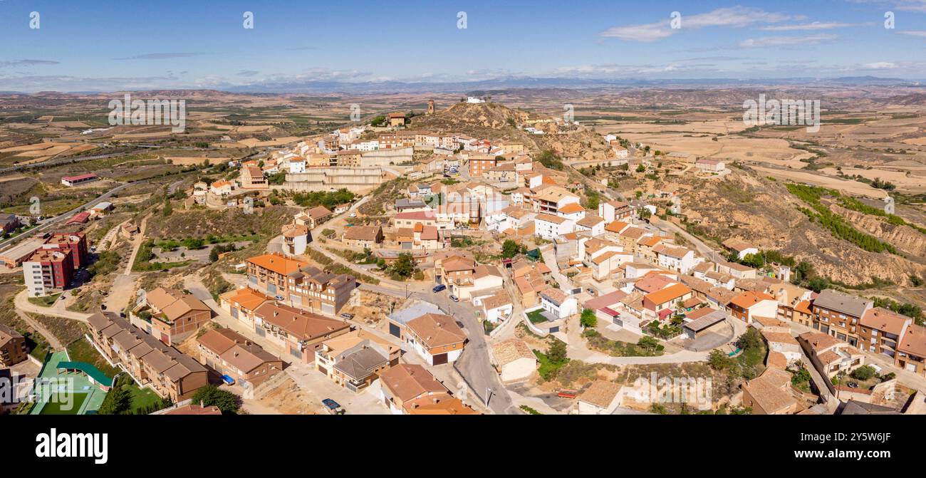 Ausejo Dorf aus der Vogelperspektive, La Rioja, Spanien, Europa Stockfoto