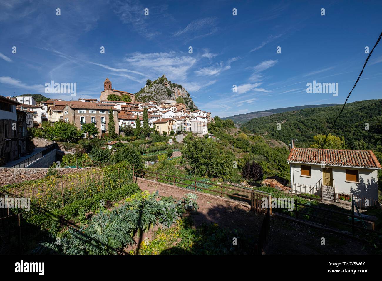 Kirche San Martín, 16. Jahrhundert, Dorf Nieva de Cameros, La Rioja, Spanien Stockfoto