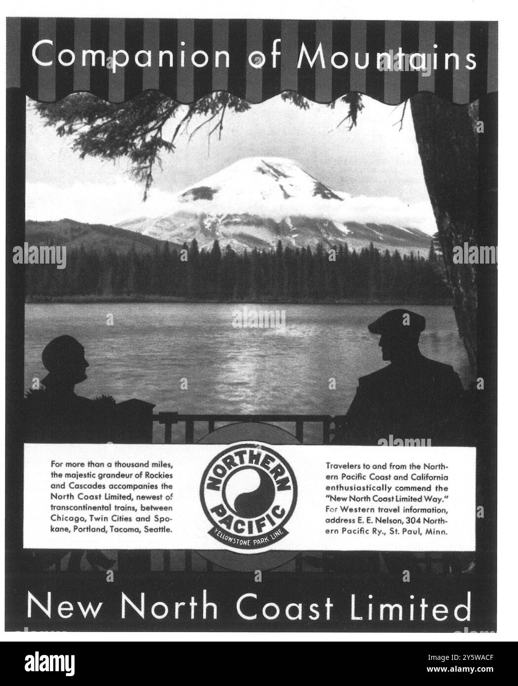 1930 Northern Pacific Ad - New North Coast Limited Train - Yellowstone Park Line Stockfoto