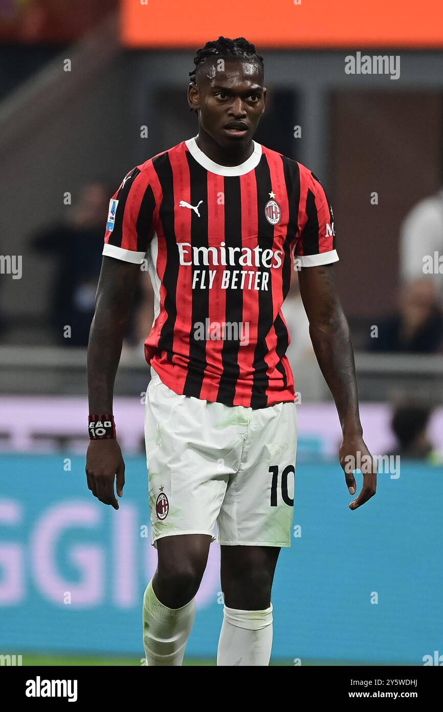 Der portugiesische Stürmer Rafael Leao beim italienischen Fußballspiel der Serie A Inter Mailand und AC Mailand im San Siro Stadion in Mailand, Italien am 22. September 2024. Quelle: Piero Cruciatti/Alamy Live News Stockfoto