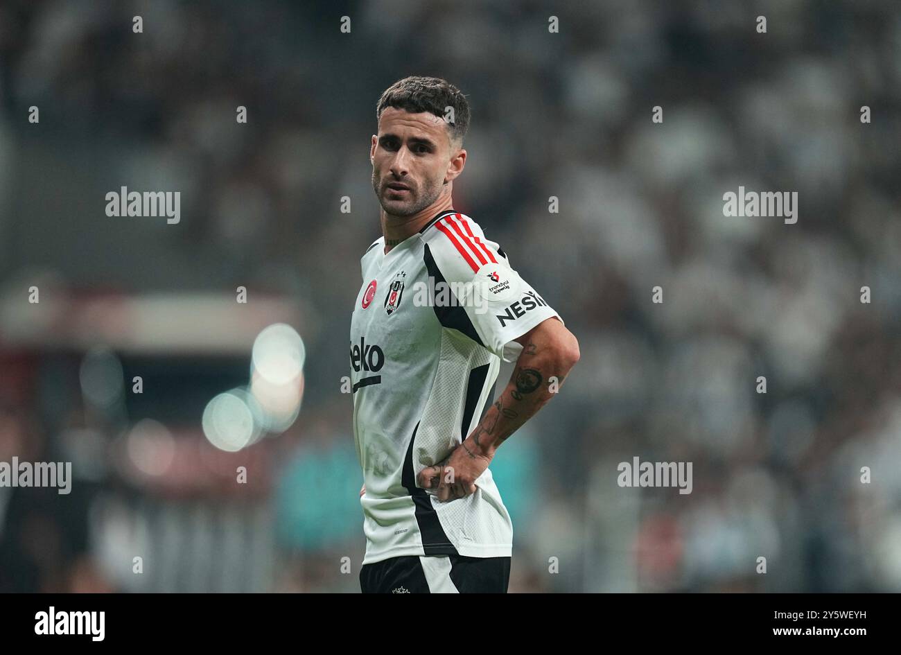 22. September 2024: Rafa von Besiktas schaut während eines Spiels der Türkei Süper Ligue zu, BeÅŸiktaÅŸ J. K gegen Eyüpspor, im Besiktas-Stadion, Istanbul, Türkei. Ulrik Pedersen/CSM Stockfoto