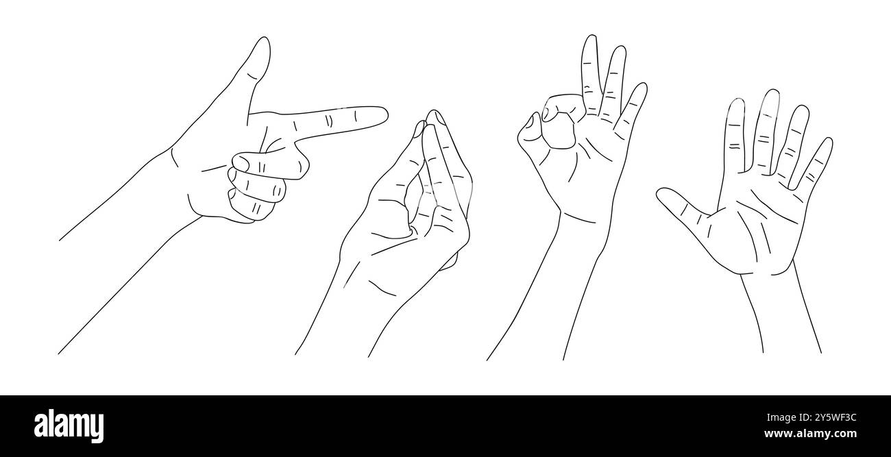 Verschiedene Handgesten, Zeichen mit Zeigefinger Stock Vektor