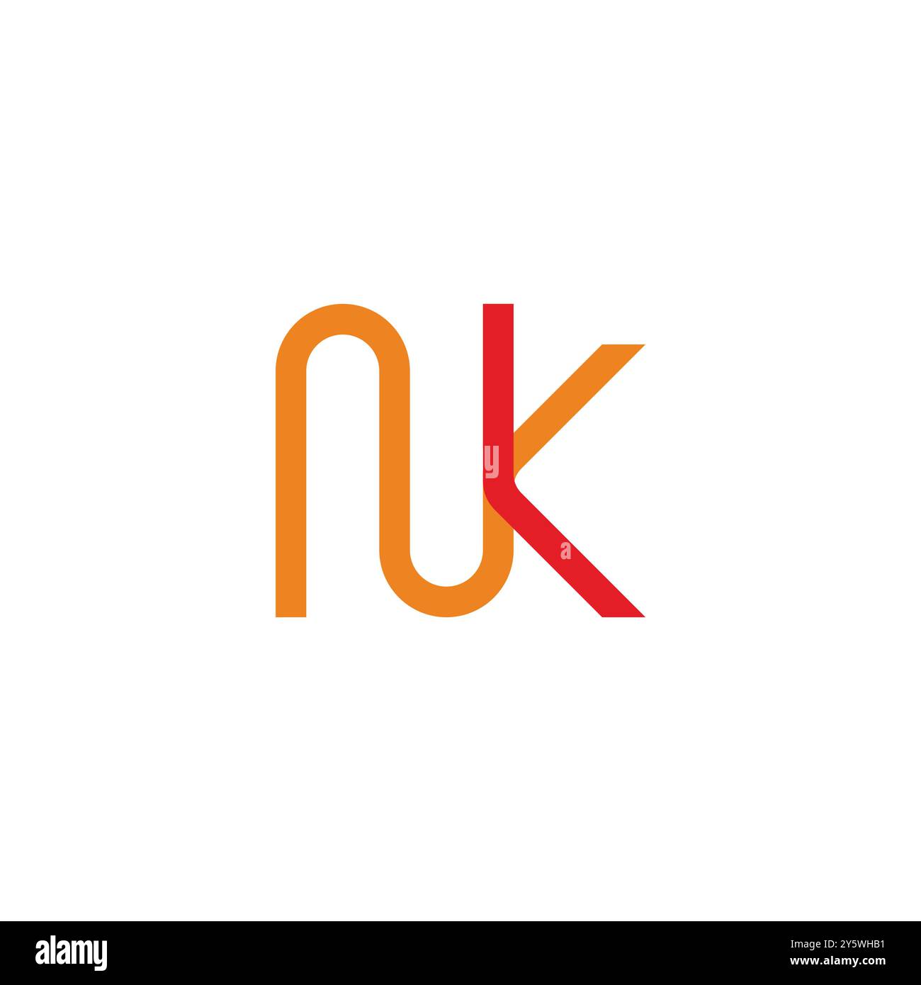 Buchstabe nk Linked Loop Kurvenlinien Bunte Logo Vektor Stock Vektor