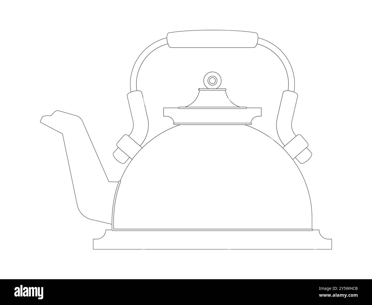 Teekanne Flüssigkeits-Wasser-Platz Wasserkocher alte antike traditionelle Getränkeglas Küchenartikel Design Set Umrisse Stock Vektor