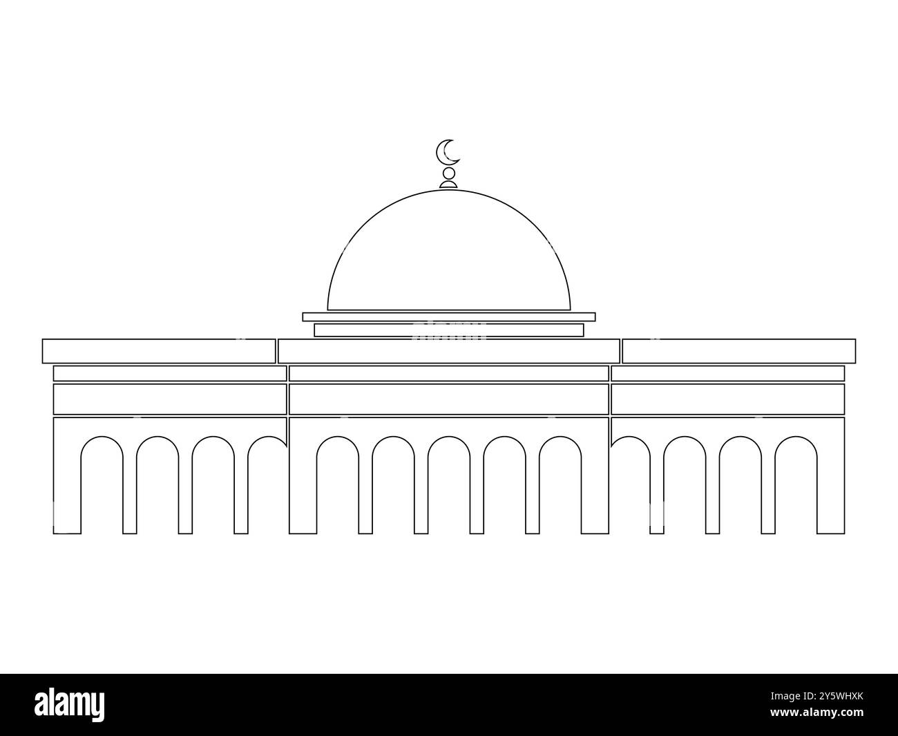 Masjidil Al-Aqsa palästinensische Moschee alte historische heilige Gebetsstätte Touristenziel Jerusalem Mittlerer Osten Design Umriss Stock Vektor