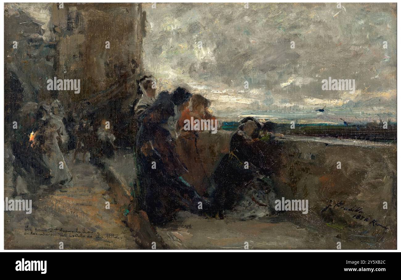 Francisco Pradilla y Ortiz / Königin Joanna die Verrückte auf den Festungsmauern des Schlosses von La Mota. 1876. Öl auf Leinwand. Museum: Museo del Prado, Madrid, España. Stockfoto